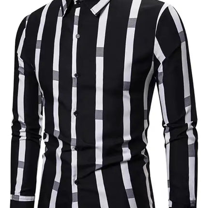 Men's Casual Dress Shirt Button Down Shirts Long-Sleeve Work Shirt Spread Collar Tops