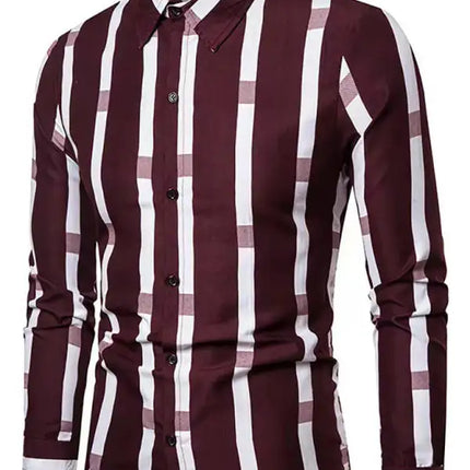 Men's Casual Dress Shirt Button Down Shirts Long-Sleeve Work Shirt Spread Collar Tops