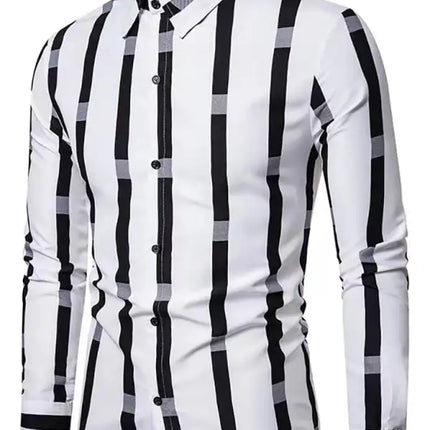 Men's Casual Dress Shirt Button Down Shirts Long-Sleeve Work Shirt Spread Collar Tops