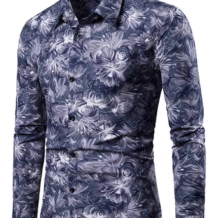 Men's Casual Dress Shirt Button Down Shirts Long-Sleeve Work Shirt Spread Collar Tops