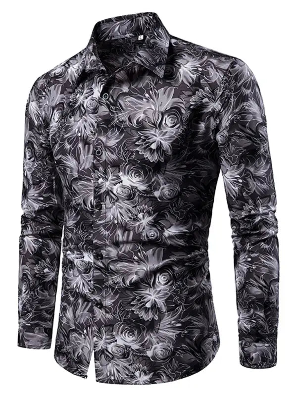 Men's Casual Dress Shirt Button Down Shirts Long-Sleeve Work Shirt Spread Collar Tops