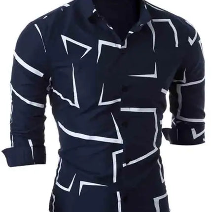 Men's Spring/Summer Fashion Printed Long Sleeve Shirt