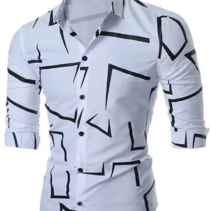 Men's Spring/Summer Fashion Printed Long Sleeve Shirt