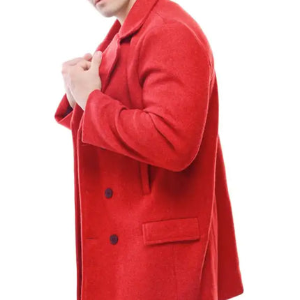 Fashion Double Breasted Business Casual Mid Length Men's Lapel Classic Woolen Trench Coat