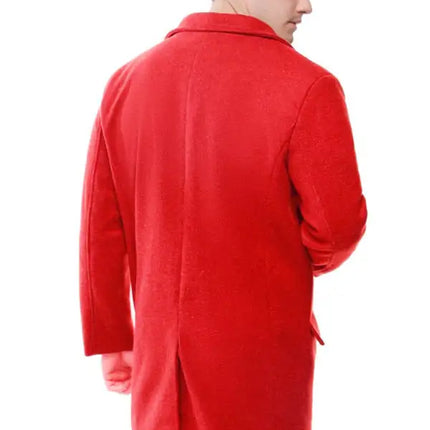 Fashion Double Breasted Business Casual Mid Length Men's Lapel Classic Woolen Trench Coat