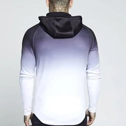 Men's Gradient Zip Cardigan Long Sleeve Hooded Sweatshirt