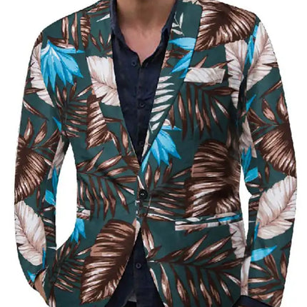Men's Resort Style Feature Floral Print Slim Fit Single Button Suit