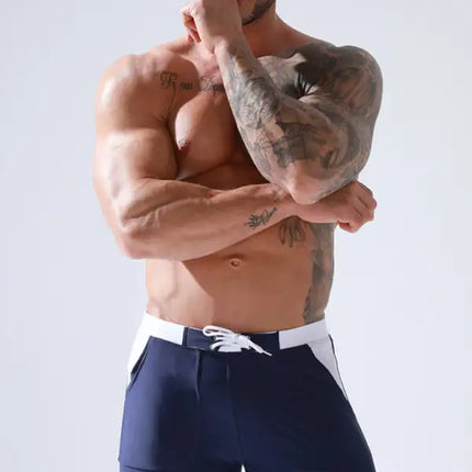 Bañador anudado con forro y bolsillo para hombre 