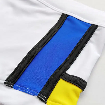 Bañador tipo bóxer con copa y cinturón sexy con retazos multicolores para hombre 