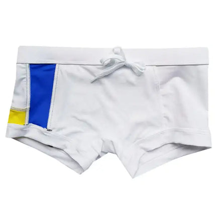 Bañador tipo bóxer con copa y cinturón sexy con retazos multicolores para hombre 