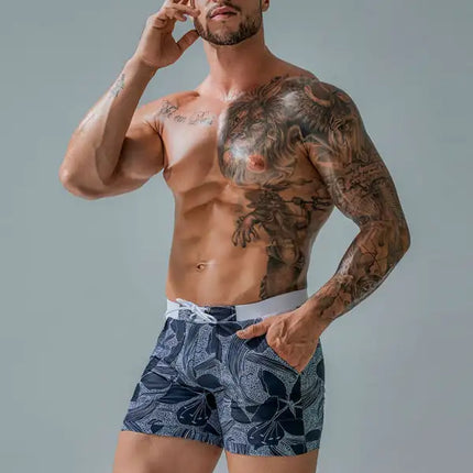 Bañador de hombre con forro y bolsillo con estampado vintage 