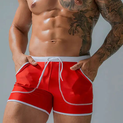Bañador tipo bóxer de nailon con bolsillo grande para hombre 