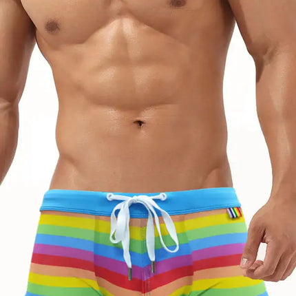Bañador tipo bóxer con abertura atada Rainbow Fashion para hombre 