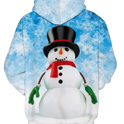 Christmas Print Long Sleeve Loose Hoodie