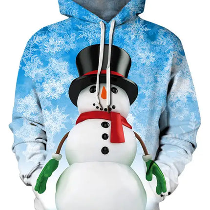 Christmas Print Long Sleeve Loose Hoodie