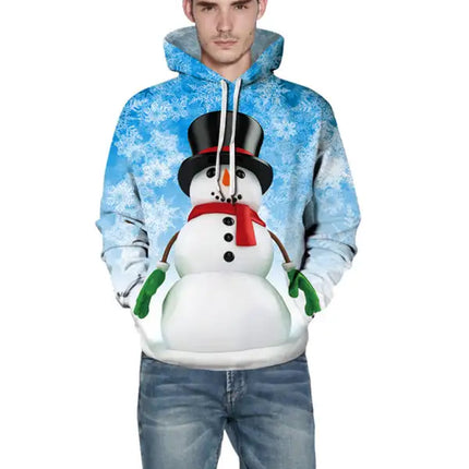Christmas Print Long Sleeve Loose Hoodie