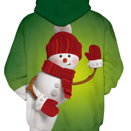 Christmas Print Long Sleeve Loose Hoodie