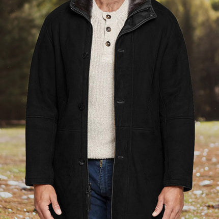 Men's mid-length loose zipper woolen coat