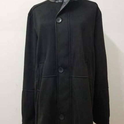 Men's mid-length loose zipper woolen coat