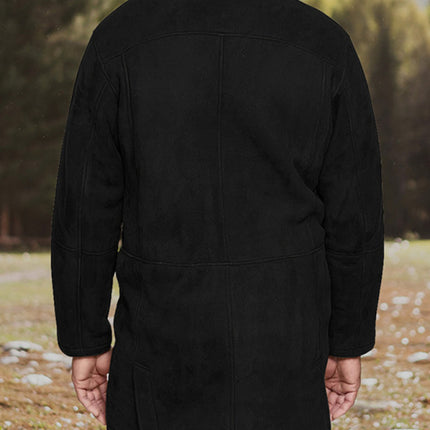 Men's mid-length loose zipper woolen coat