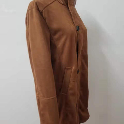 Men's mid-length loose zipper woolen coat