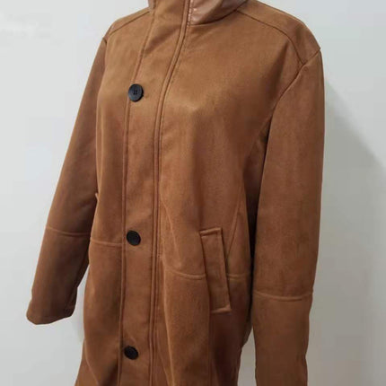 Men's mid-length loose zipper woolen coat