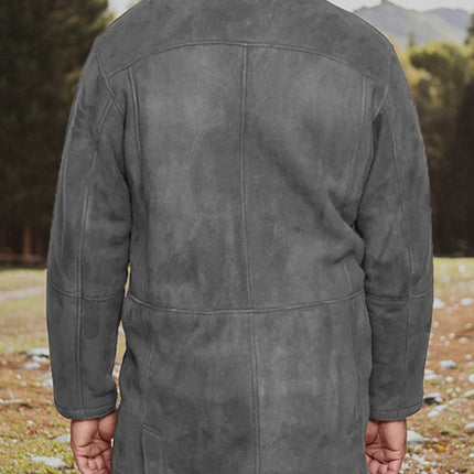 Men's mid-length loose zipper woolen coat