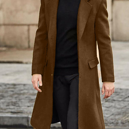 Men's long woolen windbreaker woolen coat