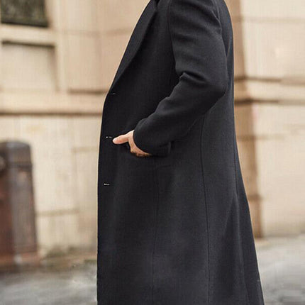 Men's long woolen windbreaker woolen coat