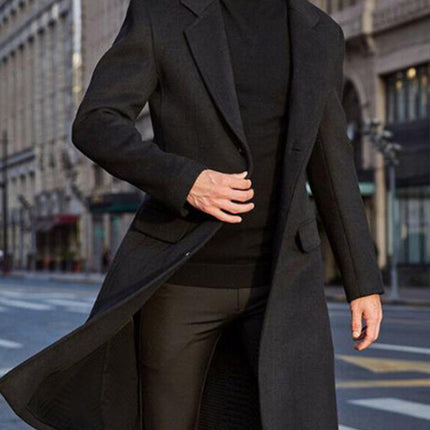 Men's long woolen windbreaker woolen coat