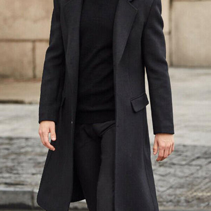 Men's long woolen windbreaker woolen coat