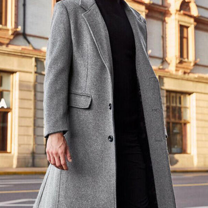 Men's long woolen windbreaker woolen coat