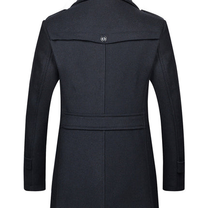 Men's wool zipper autumn and winter double collar coat