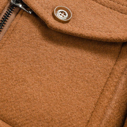 Men's wool zipper autumn and winter double collar coat