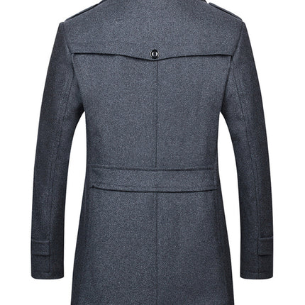 Men's wool zipper autumn and winter double collar coat