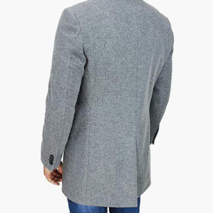 Men's slim woolen coat with stand collar