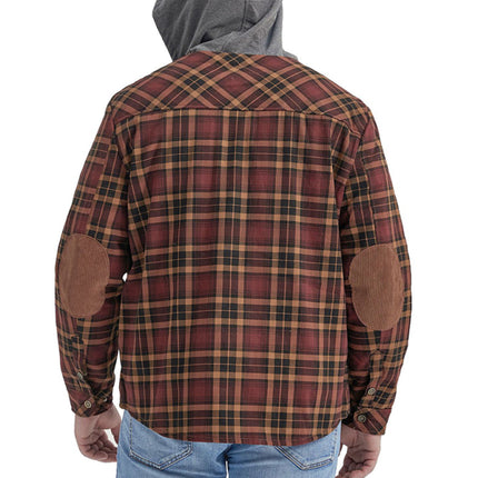 Men's plaid loose warm hooded jacket