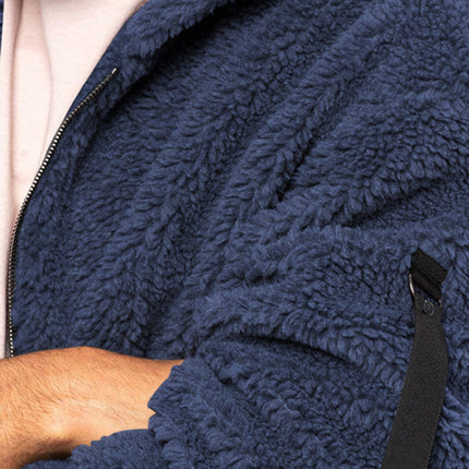 Men's warm jacket, loose hooded casual jacket