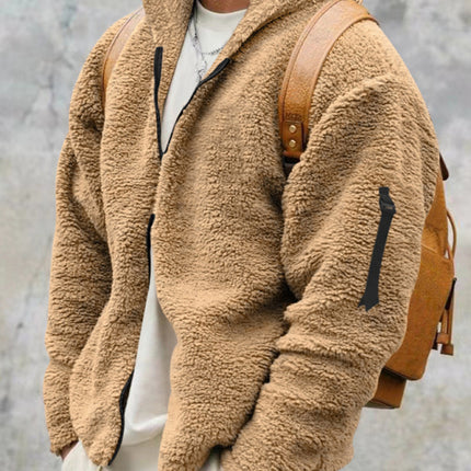 Men's warm jacket, loose hooded casual jacket