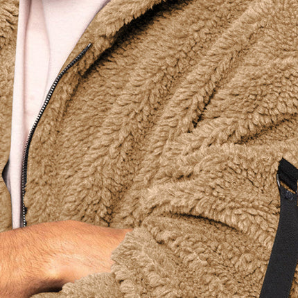 Men's warm jacket, loose hooded casual jacket