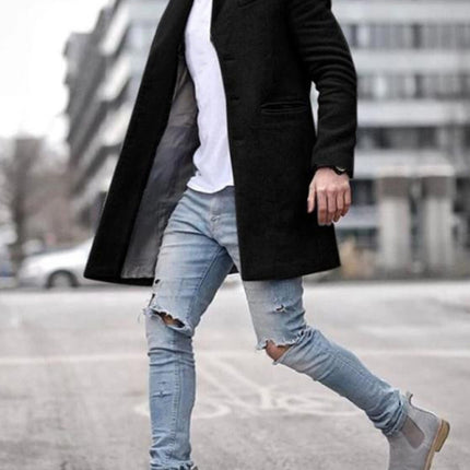 Men's youth woolen coat mid-length coat