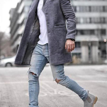 Men's youth woolen coat mid-length coat