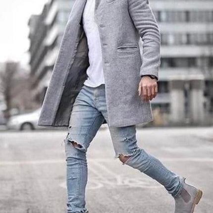 Men's youth woolen coat mid-length coat