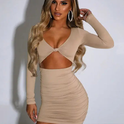 Mini vestidos de fiesta sexy ahuecados torcidos para mujer 