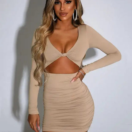 Mini vestidos de fiesta sexy ahuecados torcidos para mujer 