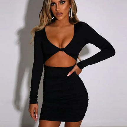 Mini vestidos de fiesta sexy ahuecados torcidos para mujer 