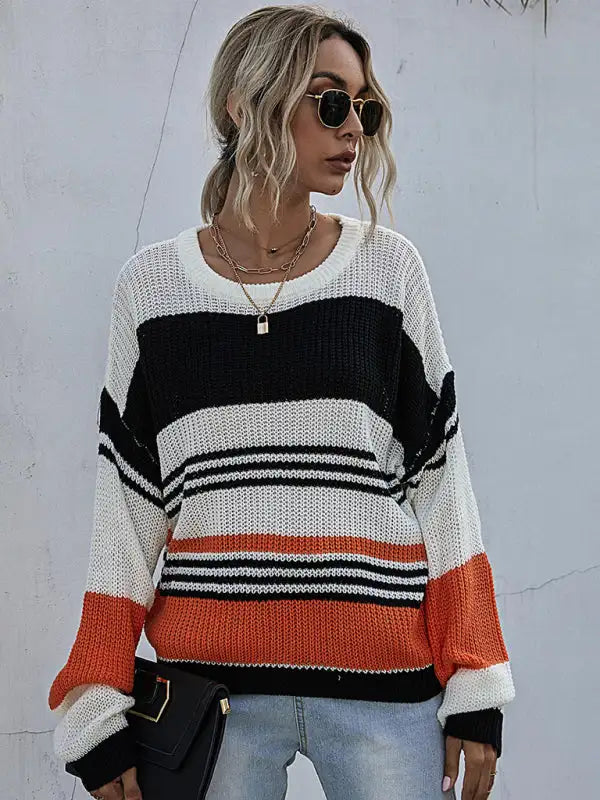 Suéter a rayas de tendencia de moda para mujer 