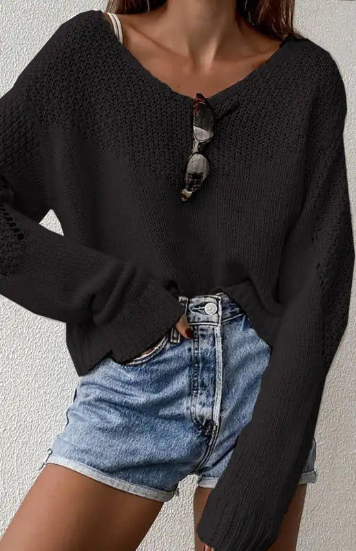 Suéter suelto con hombros caídos y grandes para mujer 