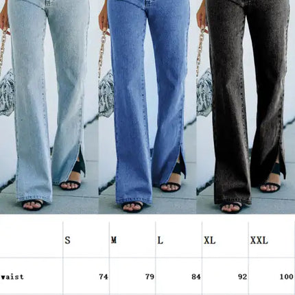 Pantalones vaqueros de cintura media con aberturas lavadas para mujer 