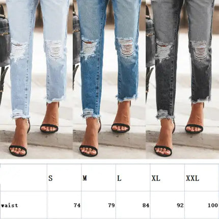 Women's Temperament Ripped Jeans Pants